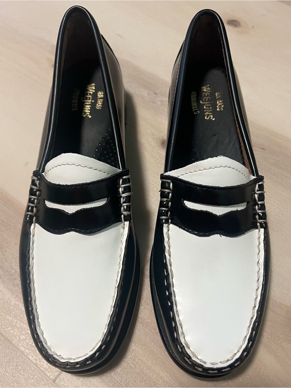 Two-Tone Black and White Women's Penny Loafers